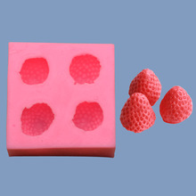 厂家直销 4连草莓立体水果硅胶模具 巧克力蛋糕diy车载摆件滴胶模