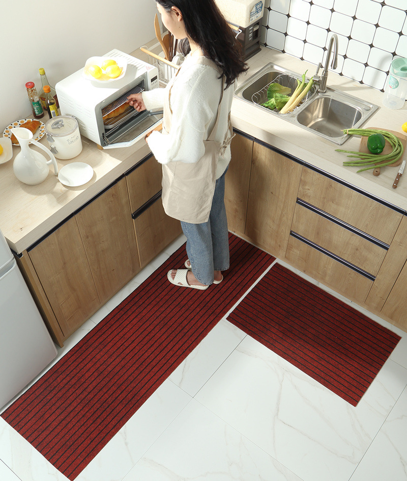 Seven Stripes Kitchen Floor Mat Doorway Entrance Household PVC Non-Slip and Oilproof Waterproof Carpet Household Absorbent Floor Mat