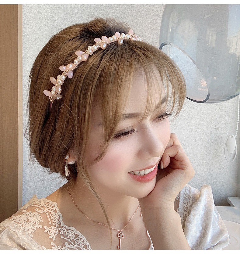 韩国ins少女甜美水晶珍珠压发发箍东大门气质头箍发卡网红头饰品