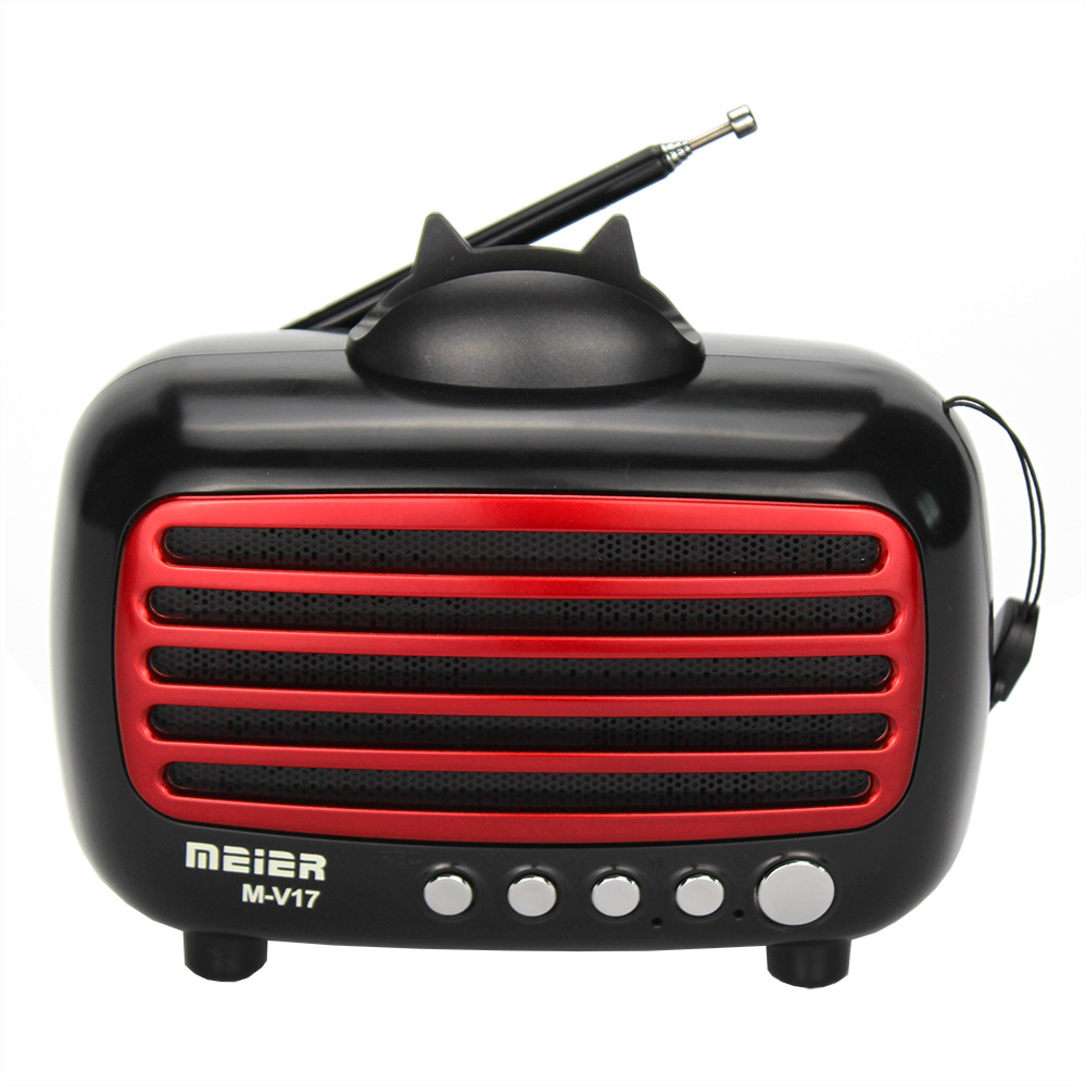 m-v17 无线蓝牙复古小音箱fm收音机调频半导体迷你插卡音响录音机