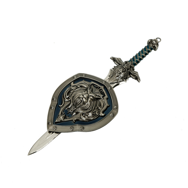 魔鬼世界霜之哀伤巫妖王盾剑套装狮头剑武器模型