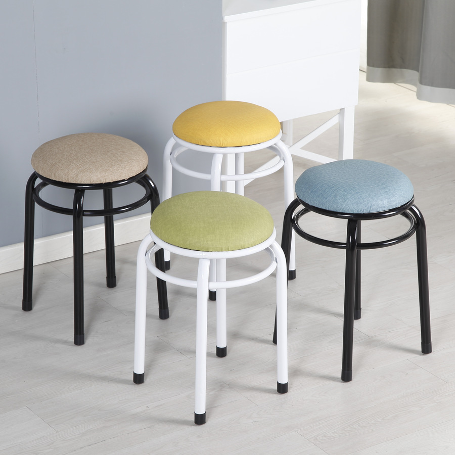 5成交1656把厂家批发圆凳子彩色时尚圆钢筋凳加厚海绵餐椅简约家用可