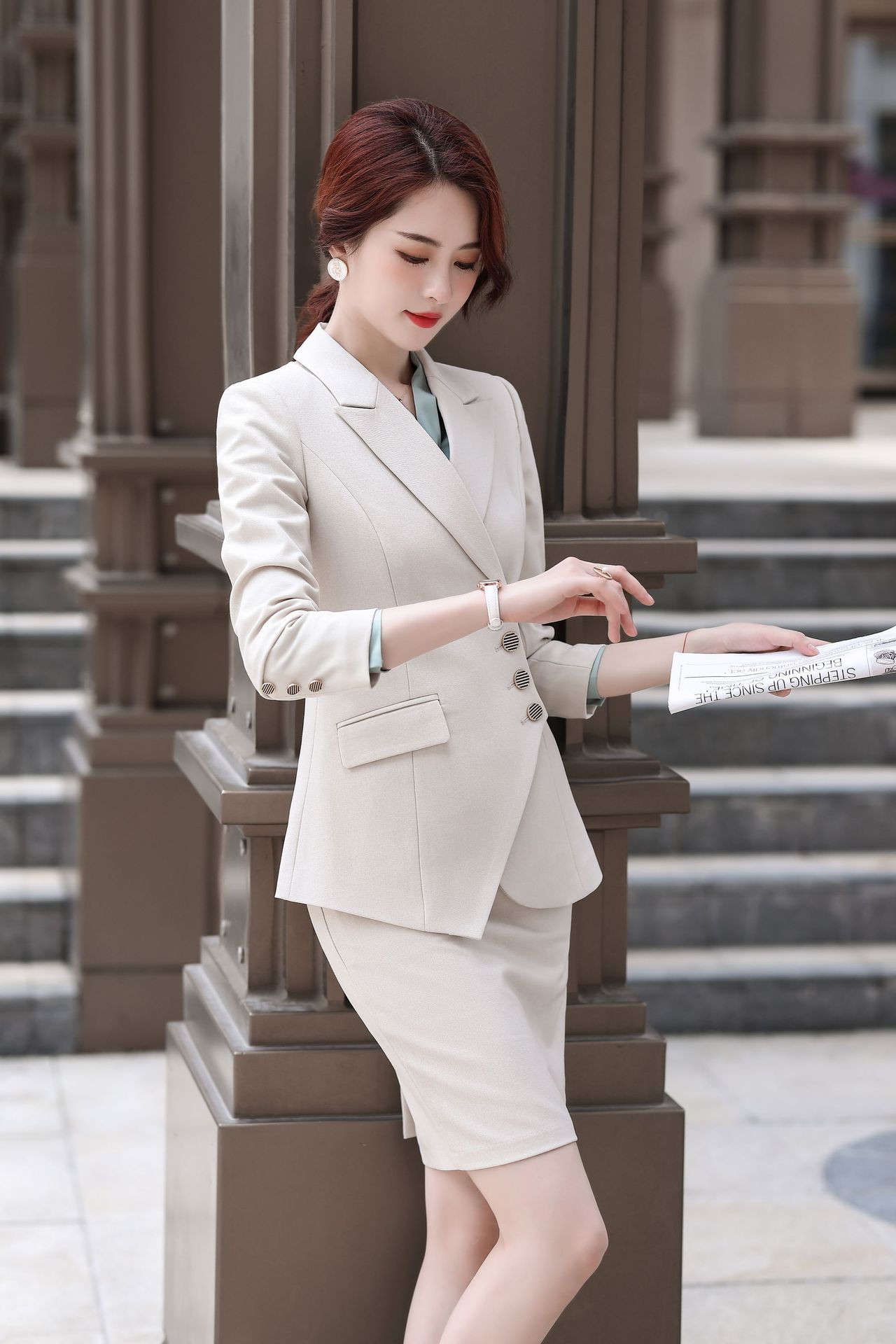 韩版时尚气质秋冬季新款长袖职业装女士套裤西装白领面试销售正装