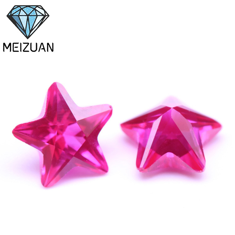 批发5# 红刚玉宝石3-10mm星星/五角星形状合成红刚玉红宝石裸石