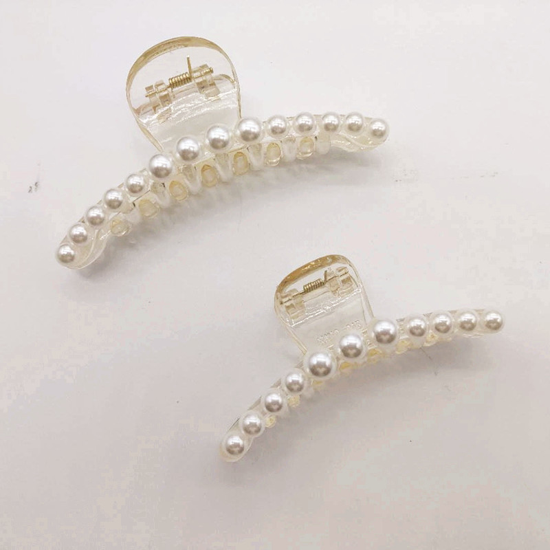 New Korean Hair Accessories Classic Barrettes Simple Graceful Online Influencer Grip Pearl Large Barrettes Women