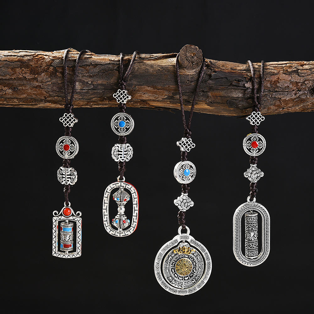 复古民族风转经筒吊坠藏式六字真言 汽车挂件 民族风挂坠背包配饰
