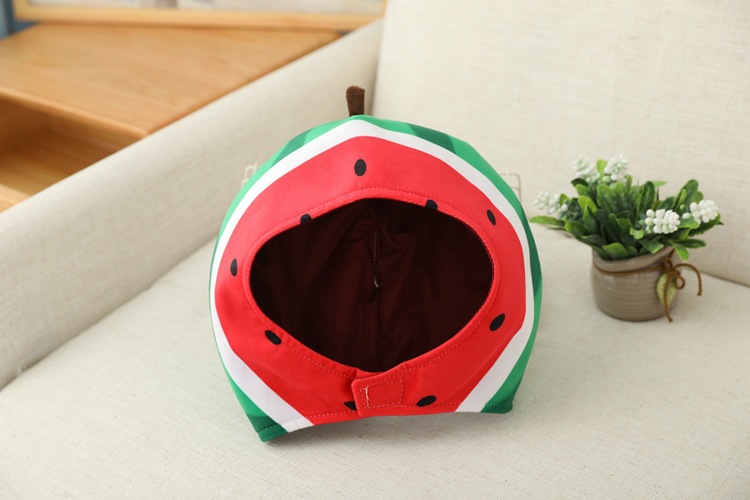 批发 切开的西瓜头套帽子 毛绒头套 拍照道具写真道具 卡通头套