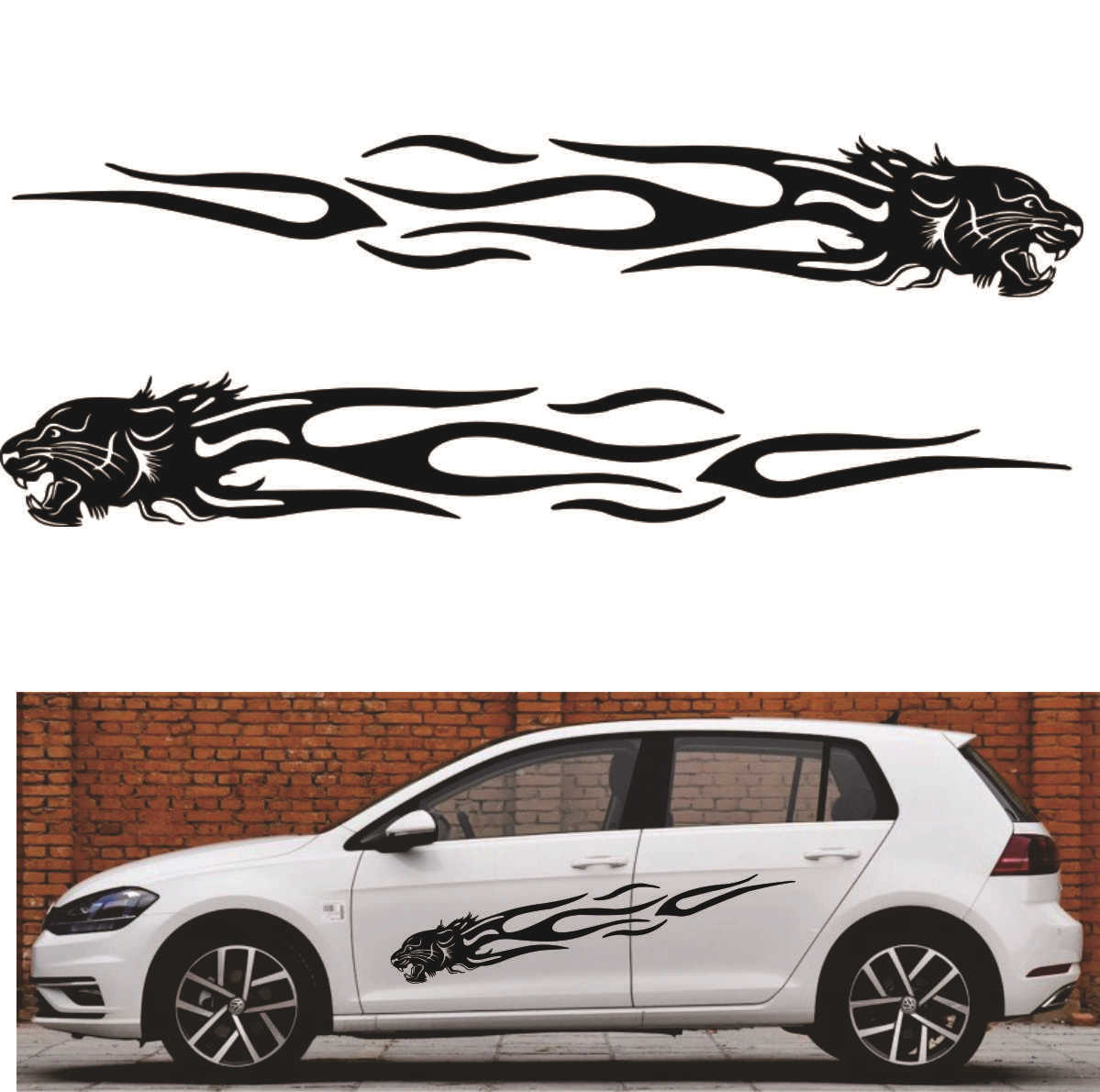 d-815猎豹头图腾车身贴 火焰元素汽车贴纸 创意装饰全车贴纸拉花