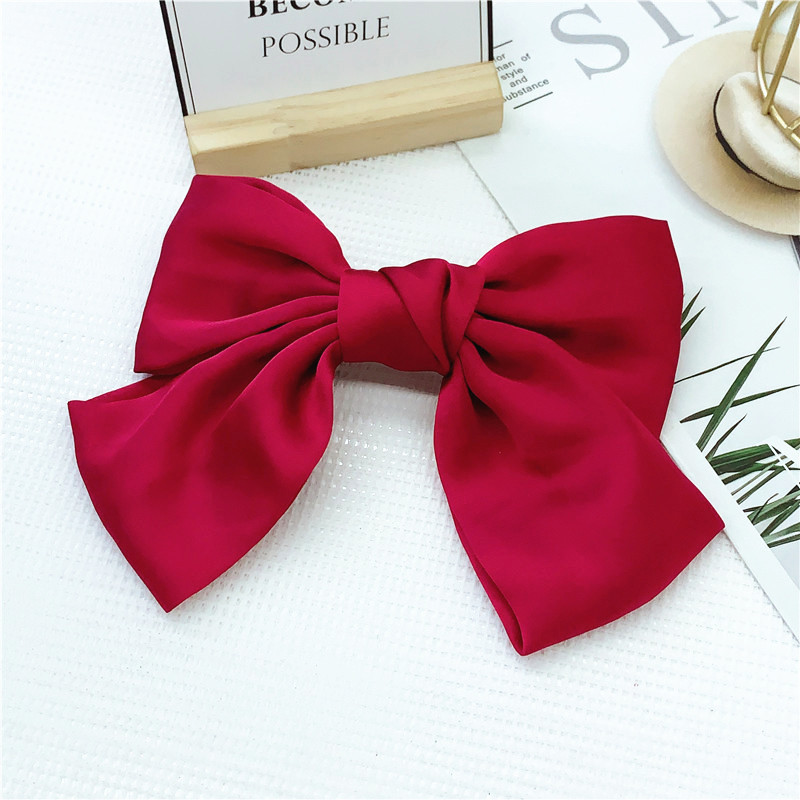 New Internet Celebrity Girls Sweet Large Back Head Fabric Spring Clip Barrettes Wholesale Fashion Bowknot Clip