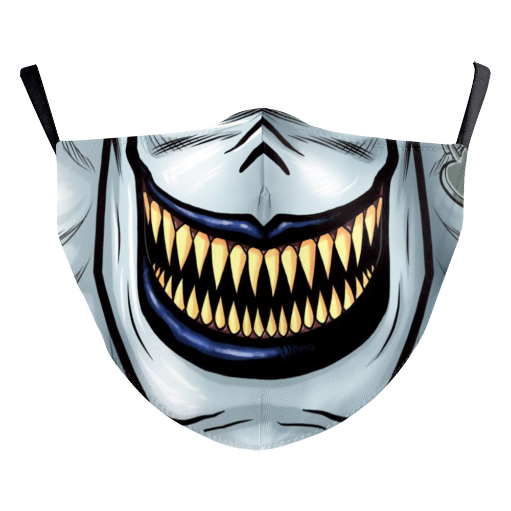 2020新款热卖万圣恐怖数码印花防护可调节成人口罩防尘防雾霾面罩