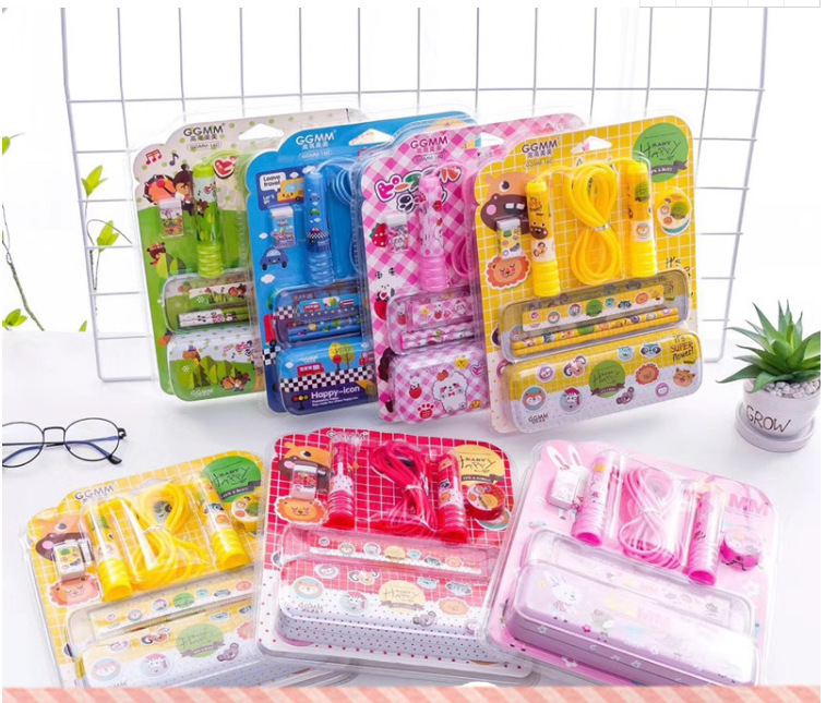 幼儿园小学生跳绳笔盒文具套装创意文具套餐组合礼盒