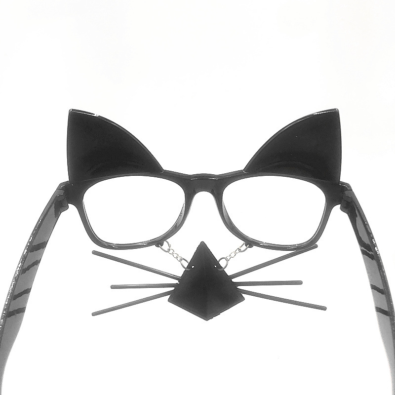 猫咪挂胡子搞怪眼镜礼物卡通小猫造型搞笑道具玩具节日派对用品