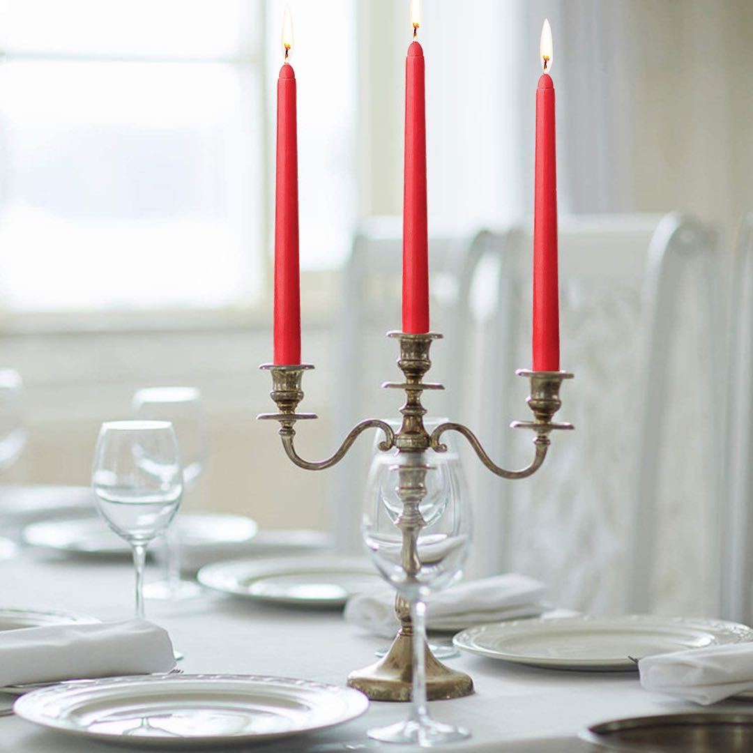 欧式红色长杆蜡烛浪漫婚礼西餐酒店红色长杆蜡烛无烟蜡烛14支装