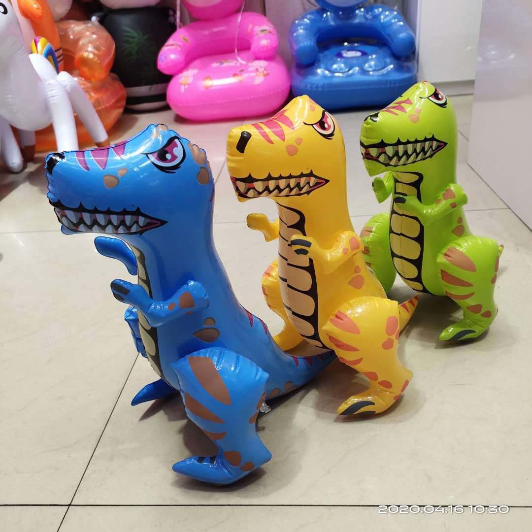 新款三色充气恐龙现货加厚pvc儿童卡通可爱气模玩具爆款厂家批发