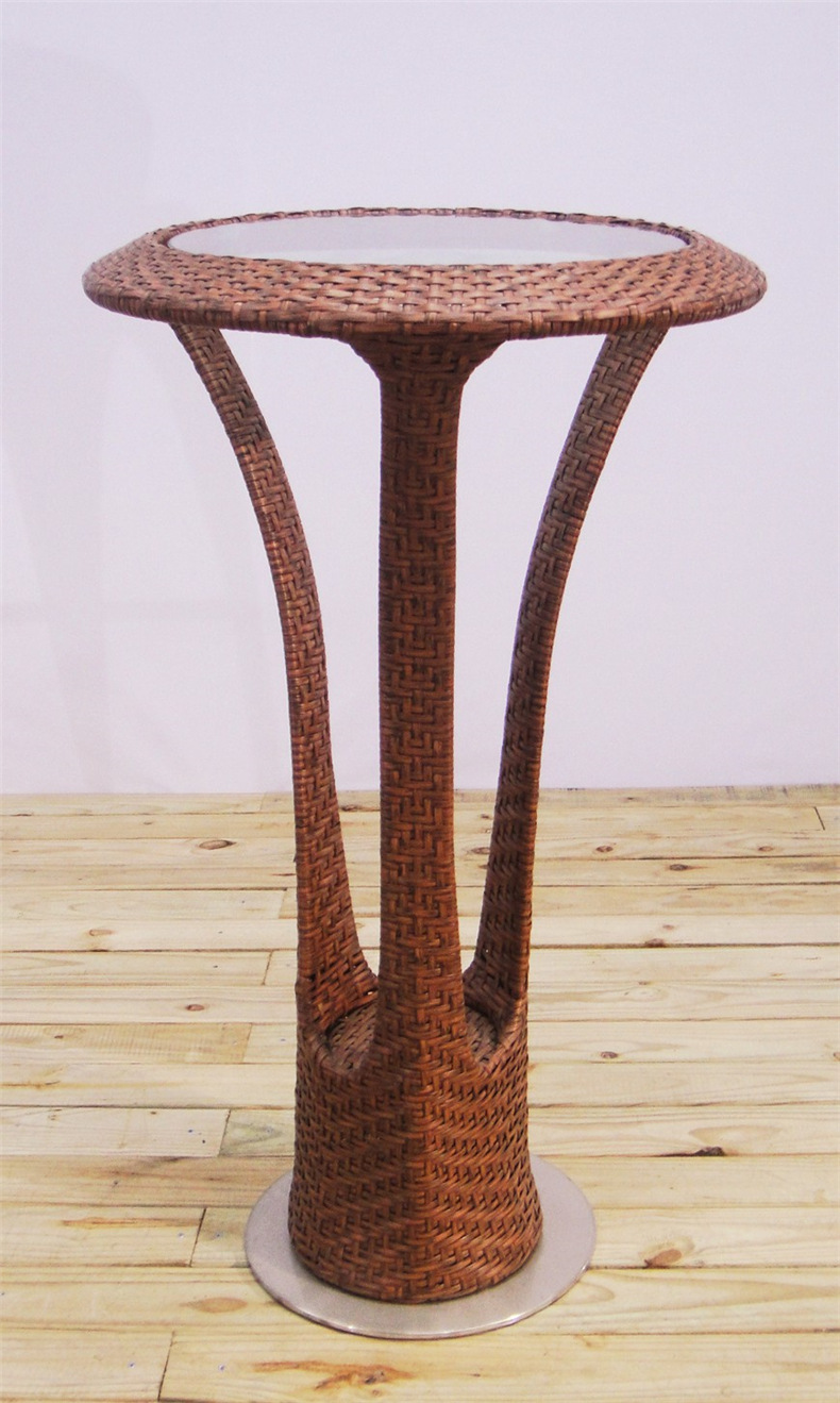 欧式阳台桌椅组合户外藤编高脚酒吧桌椅庭院休闲户外藤椅厂家直销