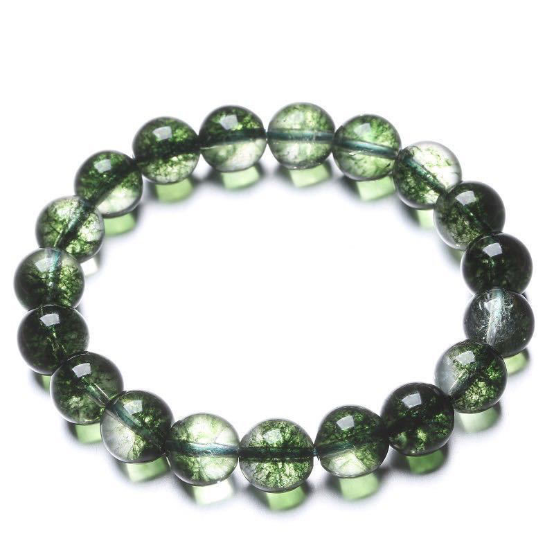 厂供绿幽灵爆花晶手链水晶爆花晶一珠一景绿水晶幽灵女款饰品手串