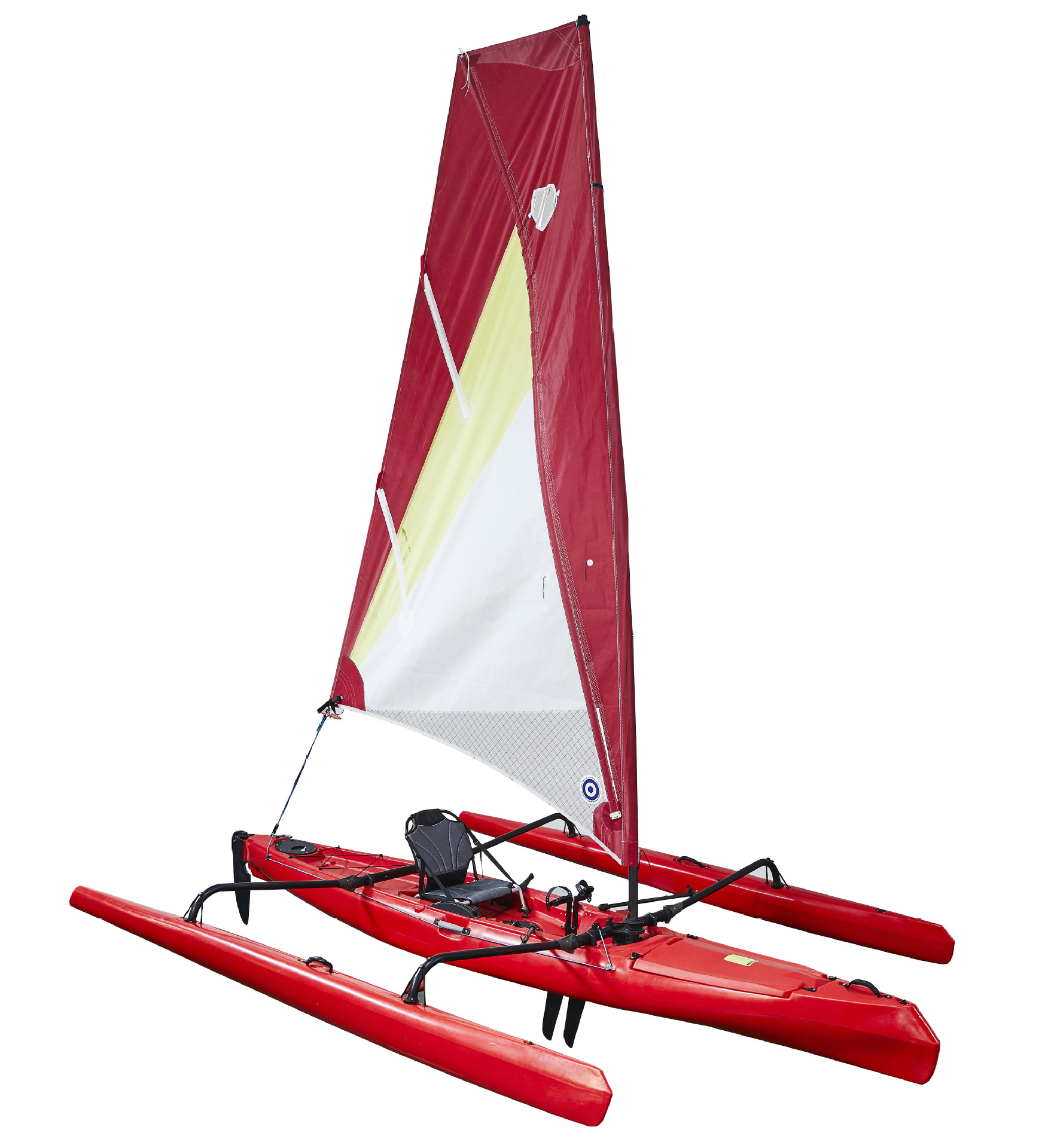 户外皮划艇单人三体帆船含帆桅杆稳向板浮筒等全部配件厂家直销