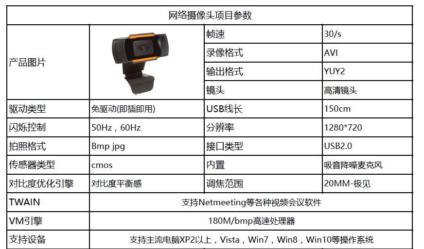 台式电脑用网络摄像头 免驱usb高清摄像头