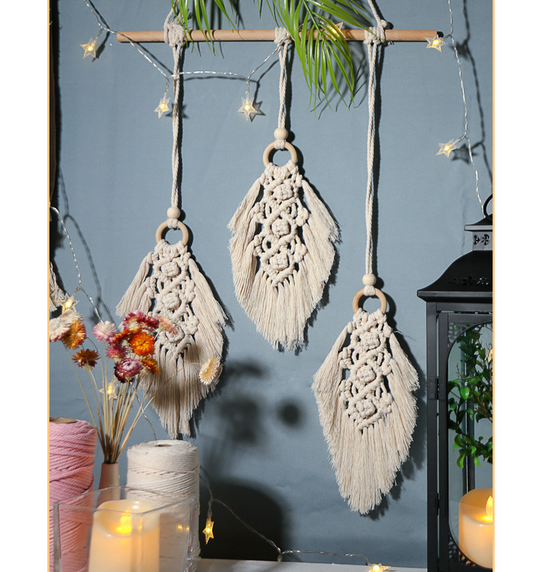 手工编织ins流苏挂毯纯棉线挂饰客厅卧室波西米亚树叶壁挂ms7544