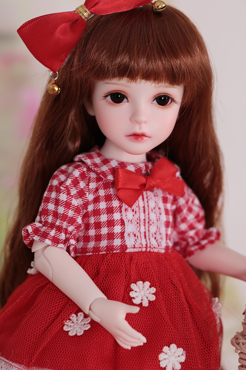 bjd娃娃 cherie 衣服 6分sd娃娃 红色裙子套装 娃衣 生日礼物