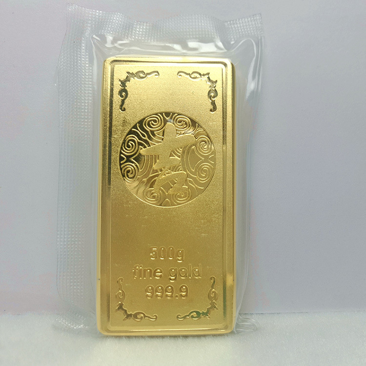 中国银行仿真样板金条定制批发 500克铜镀金道具展示吉祥金礼品