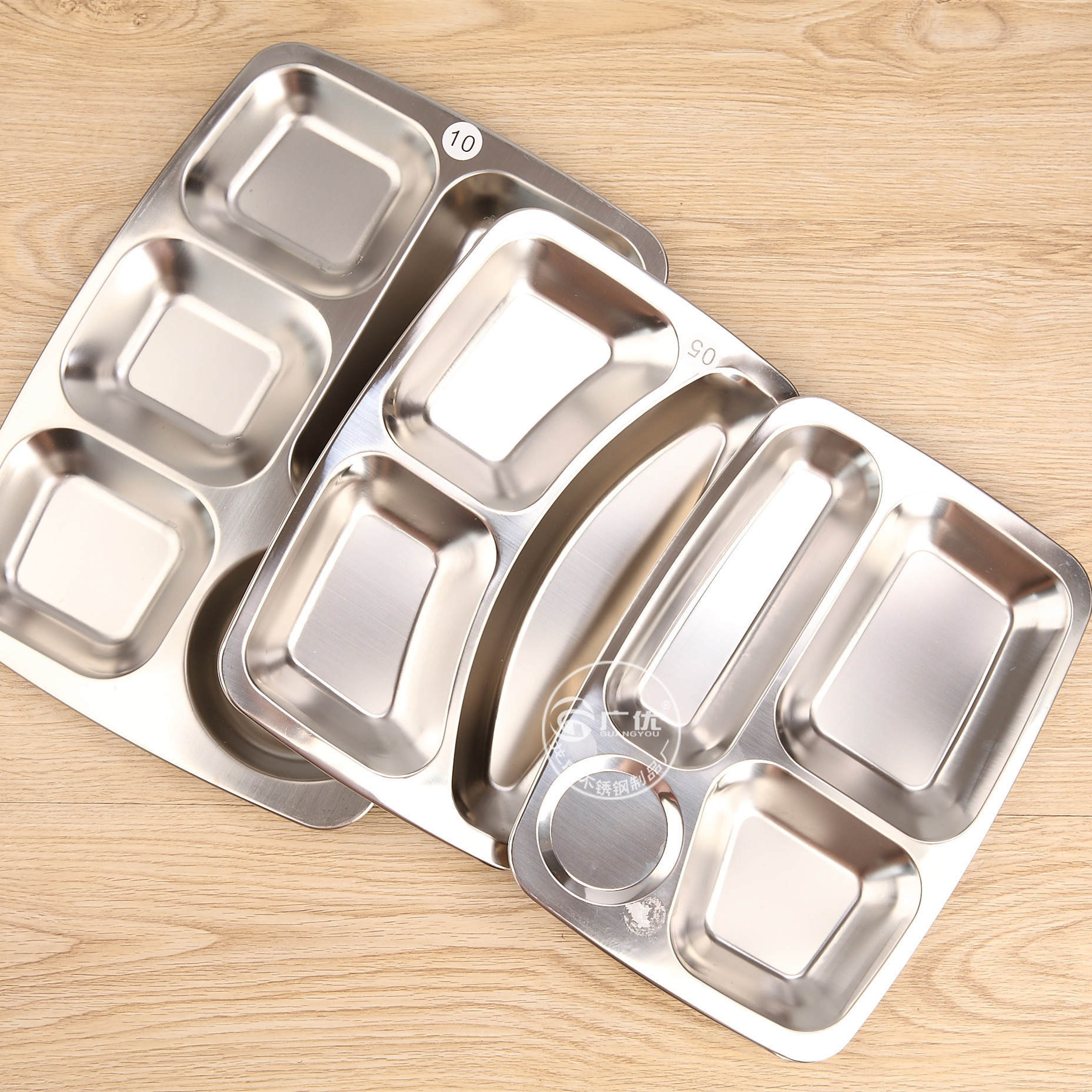 304不锈钢快餐盘 学校学生员工餐盘304分格快餐盘大六格快餐盘