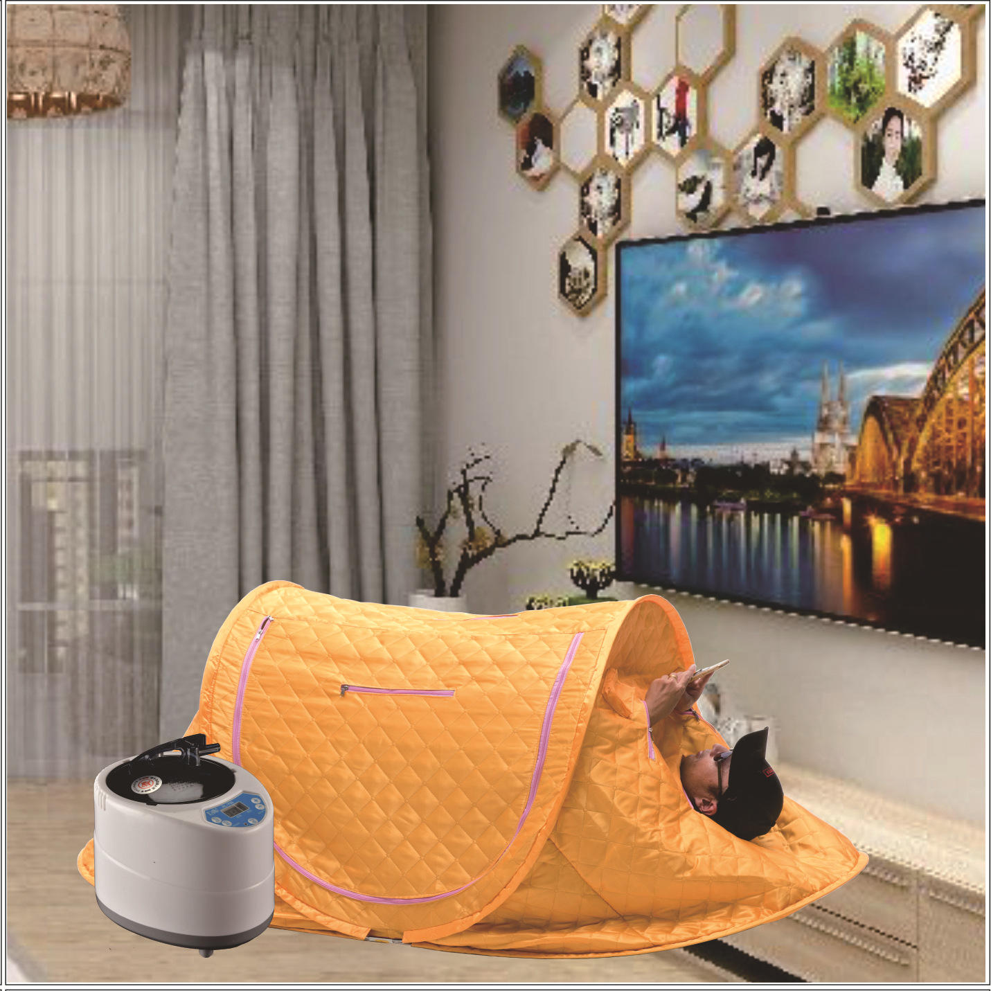 遥控款躺式双用家庭蒸汽桑拿浴箱家用桑拿房汗蒸房汗蒸箱 蒸桑拿