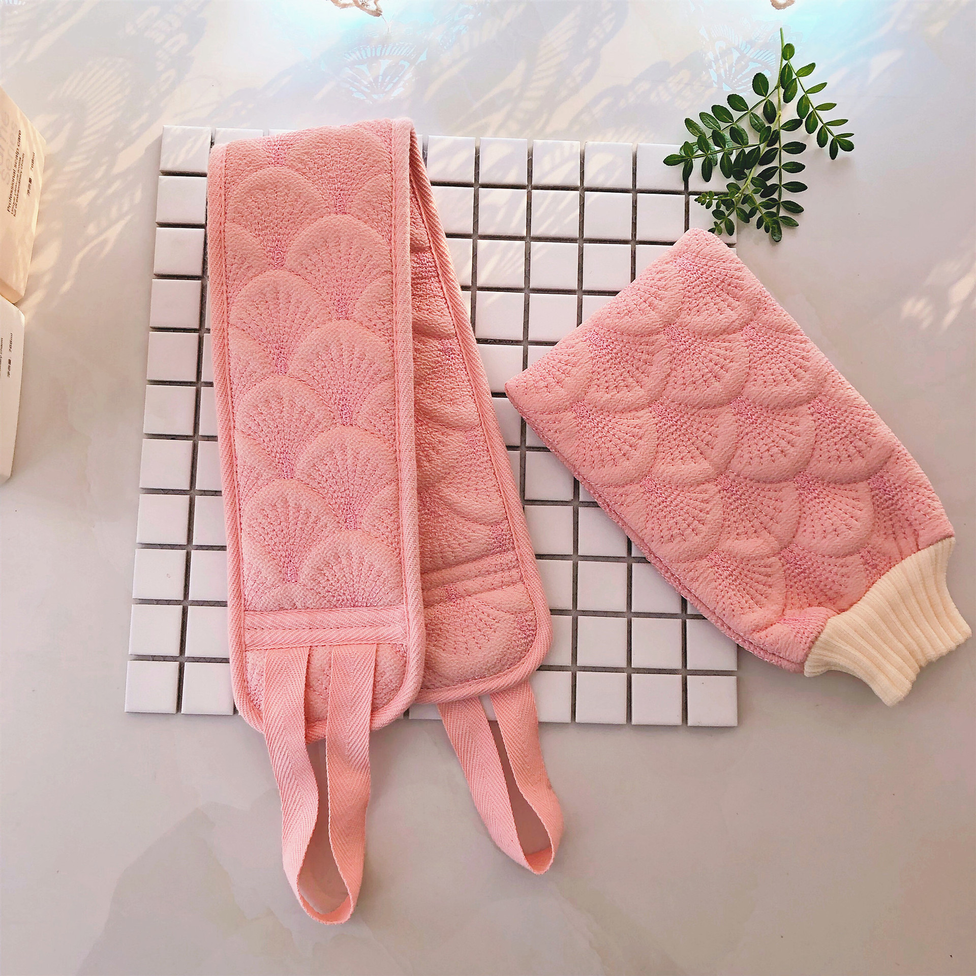 美人鱼澡巾细砂按摩搓背长条去灰下泥搓澡巾沐浴手套男女式搓澡巾