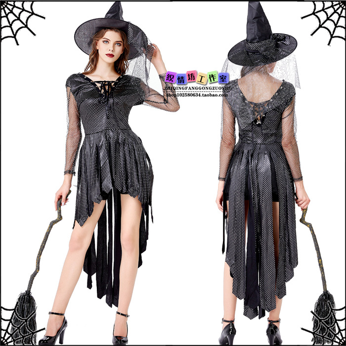 2020万圣节新款 扫把女巫裙 毒苹果巫婆 恶魔吸血鬼女装 舞台演出