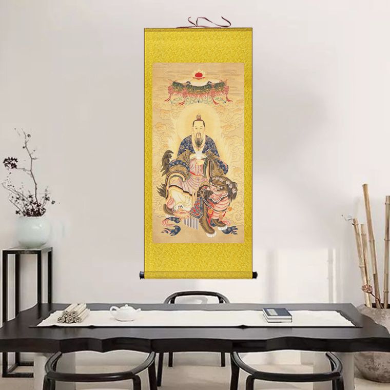太乙救苦天尊挂画道教神像东极青华大帝画像道场法场供奉丝绸卷轴