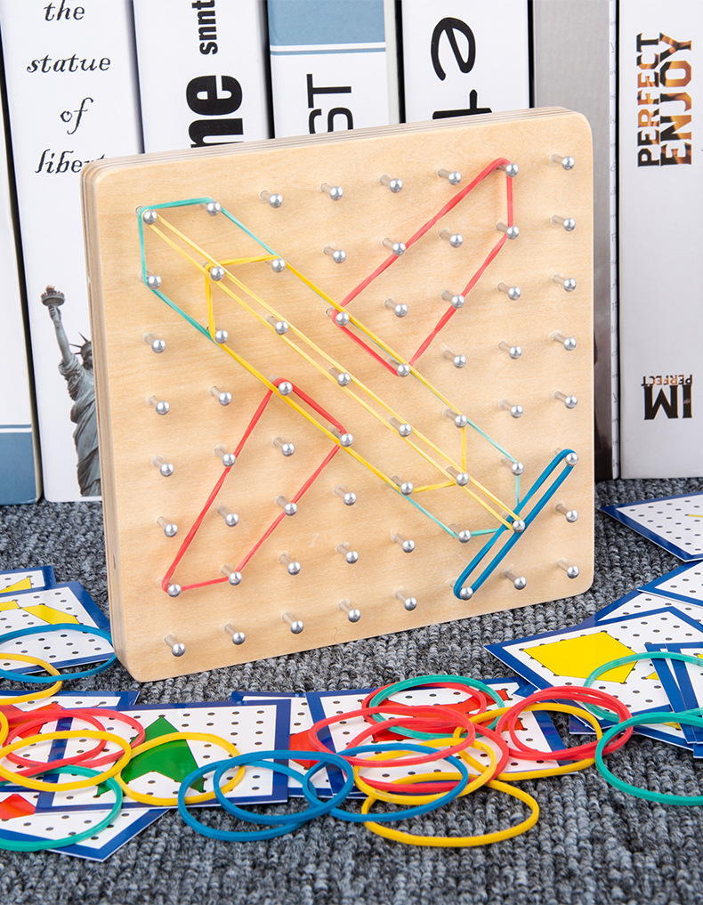 早教蒙氏几何钉子板教具学生用创意图形空间思维锻炼幼儿园儿童