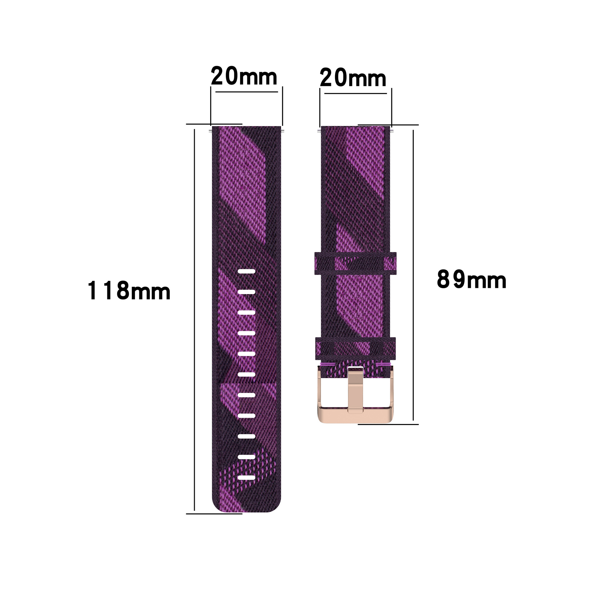 适用于18mm/20mm/22mm通用编织尼龙表带 华为gt2 46mm尼龙表带