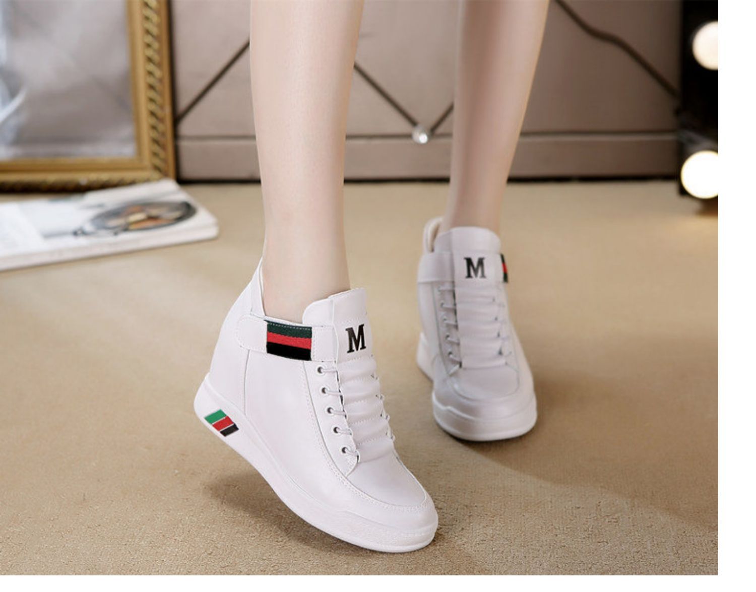 内增高女鞋8cm小白鞋2020新款秋冬韩版百搭坡跟运动鞋女显瘦单鞋