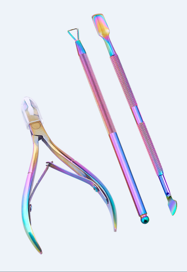 现货不锈钢彩钛甲沟钳鹰嘴钳去嵌甲老茧修理甲沟死皮指甲剪工具套