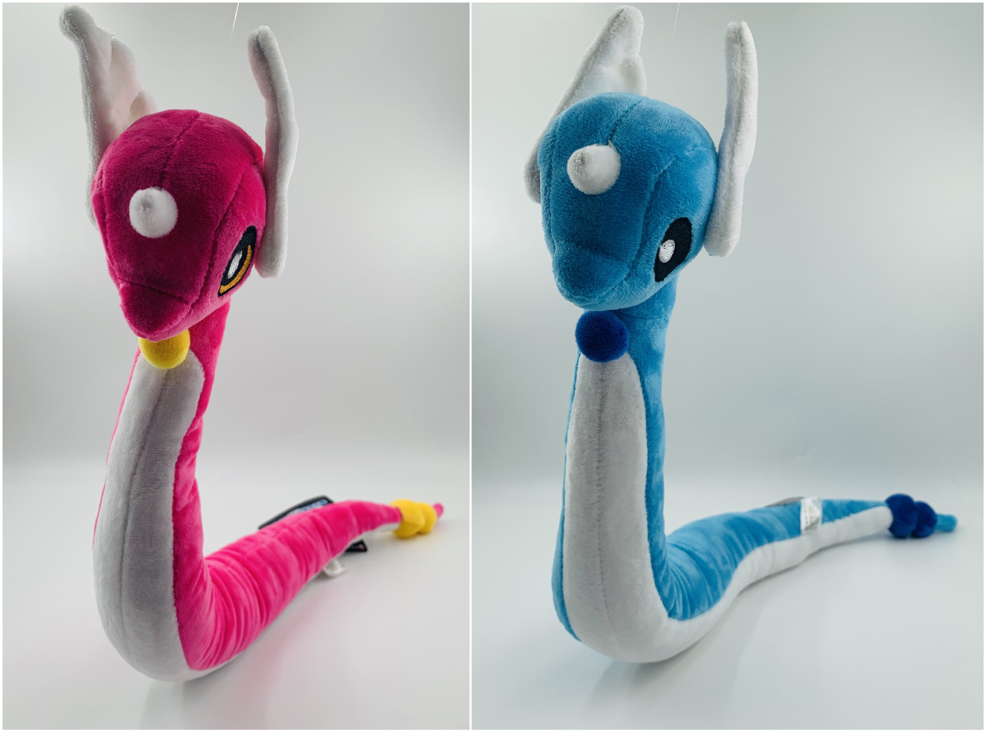 大号68cm哈克龙异色蓝色粉色毛绒公仔带骨架可弯曲造型