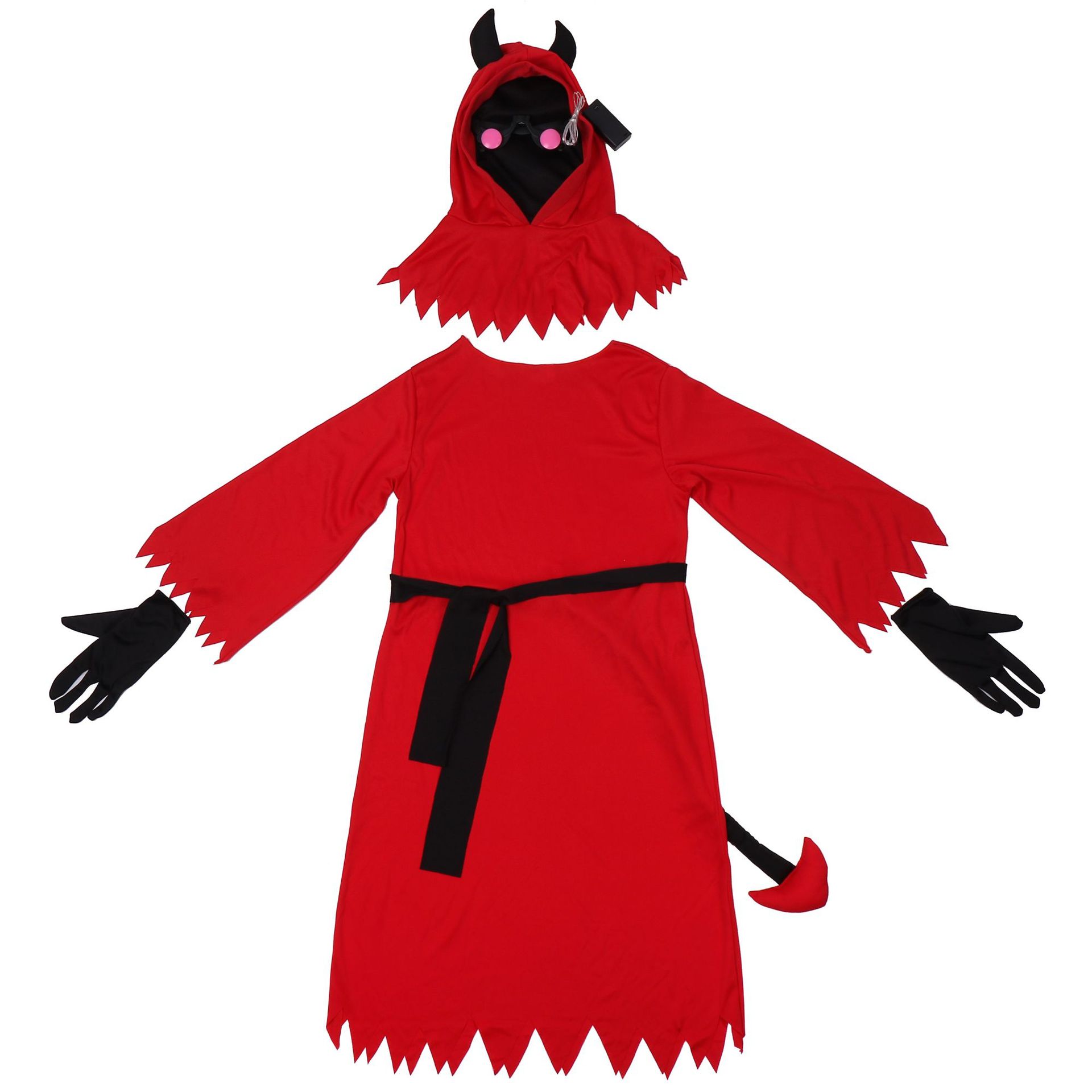 小孩恶魔恐怖发光红眼睛万圣节变装派对扮演造型短视频拍摄服装