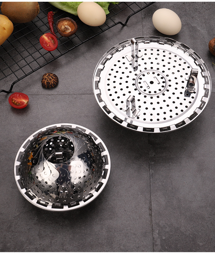 不锈钢家用多功能折叠蒸架蒸笼隔水蒸格蒸菜架蒸盘蒸屉莲花可伸缩