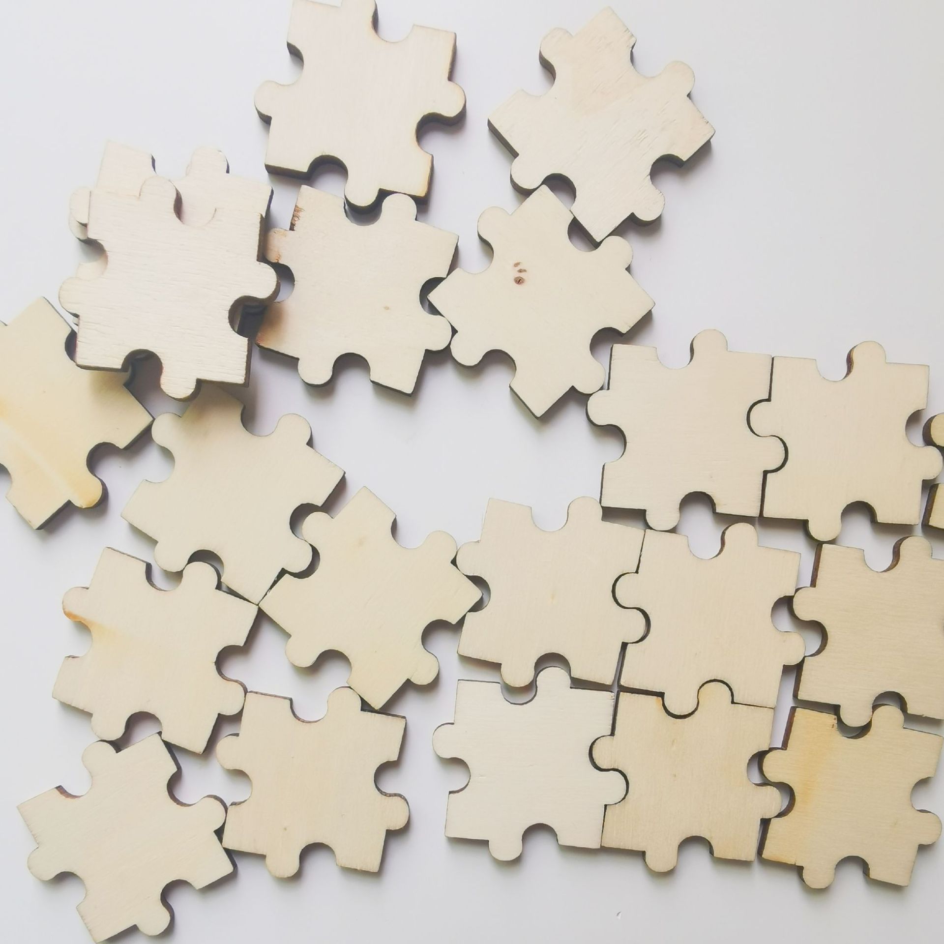 diy辅料 原木混装木片 手工涂鸦木制品拼图无孔贴片拼图工艺品