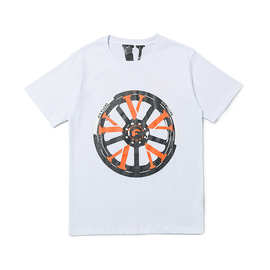 20ss新款vlone字母车轮印花短袖t恤大v圆领欧版宽松男女情侣打底t