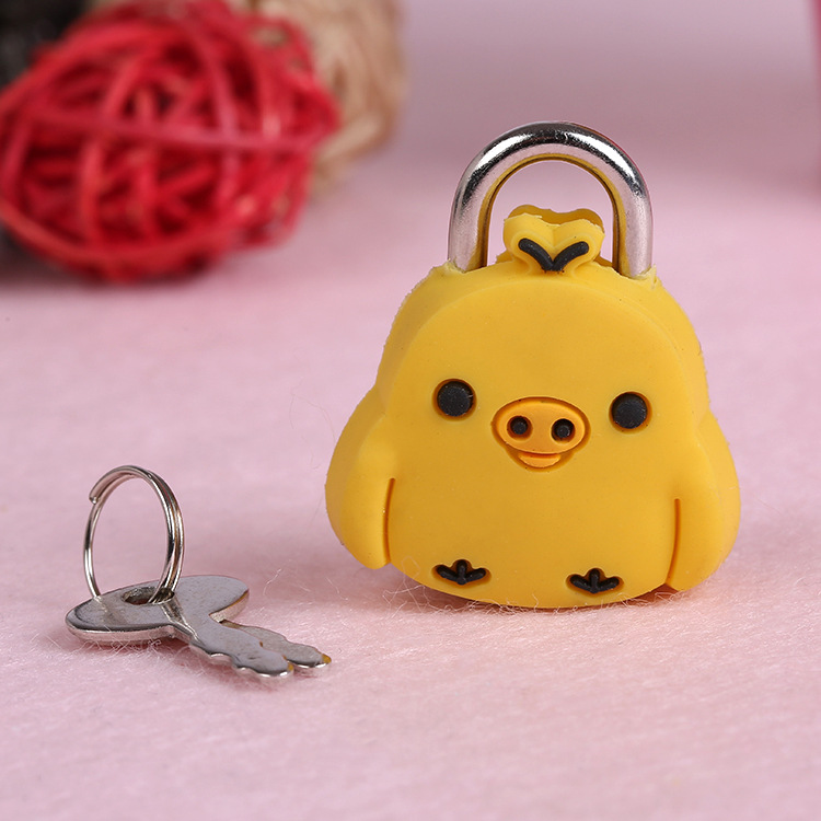 Creative Fashion Super Cute Notebook Lock Cartoon Metal Mini Silicone Small Lock Luggage Pvc Flexible Glue Padlock