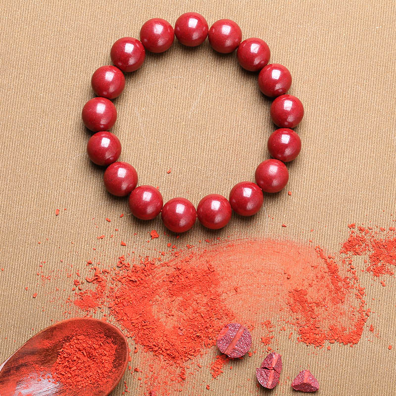 Natural Raw Ore Cinnabar Bracelet Female Single Circle Purple Gold Sand Buddha Beads Red Birth Year Men and Women Jewelry Bracelet