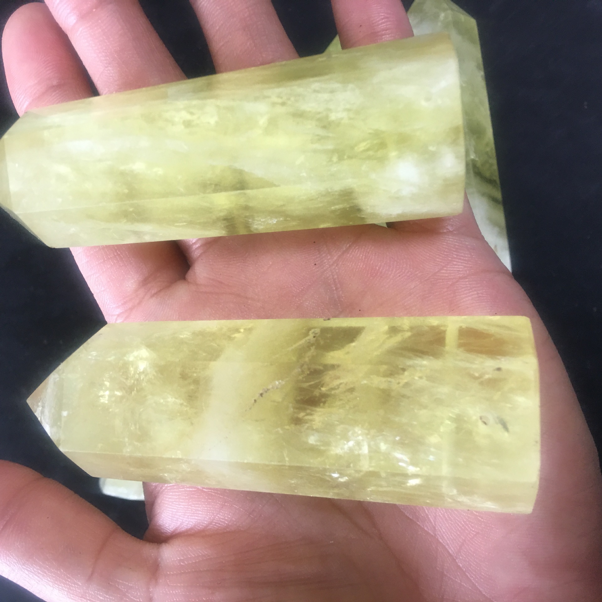 天然黄水晶柱子黄水晶六棱 消磁能量石居家办公摆件矿物标本原石