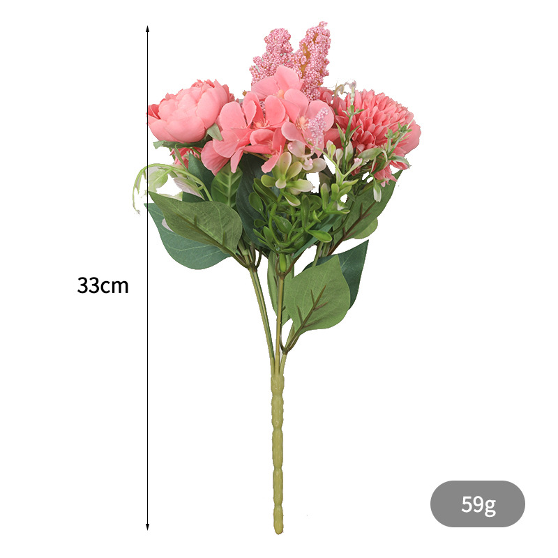 Living Room Home Simulation a Bouquet of Roses Bouquet Wholesale Korean Bridal Bouquet Simulation 7-Head Feili Rose