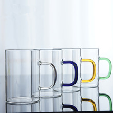 厂家供应玻璃杯子透明水杯带把手简约直身杯泡茶杯办公杯