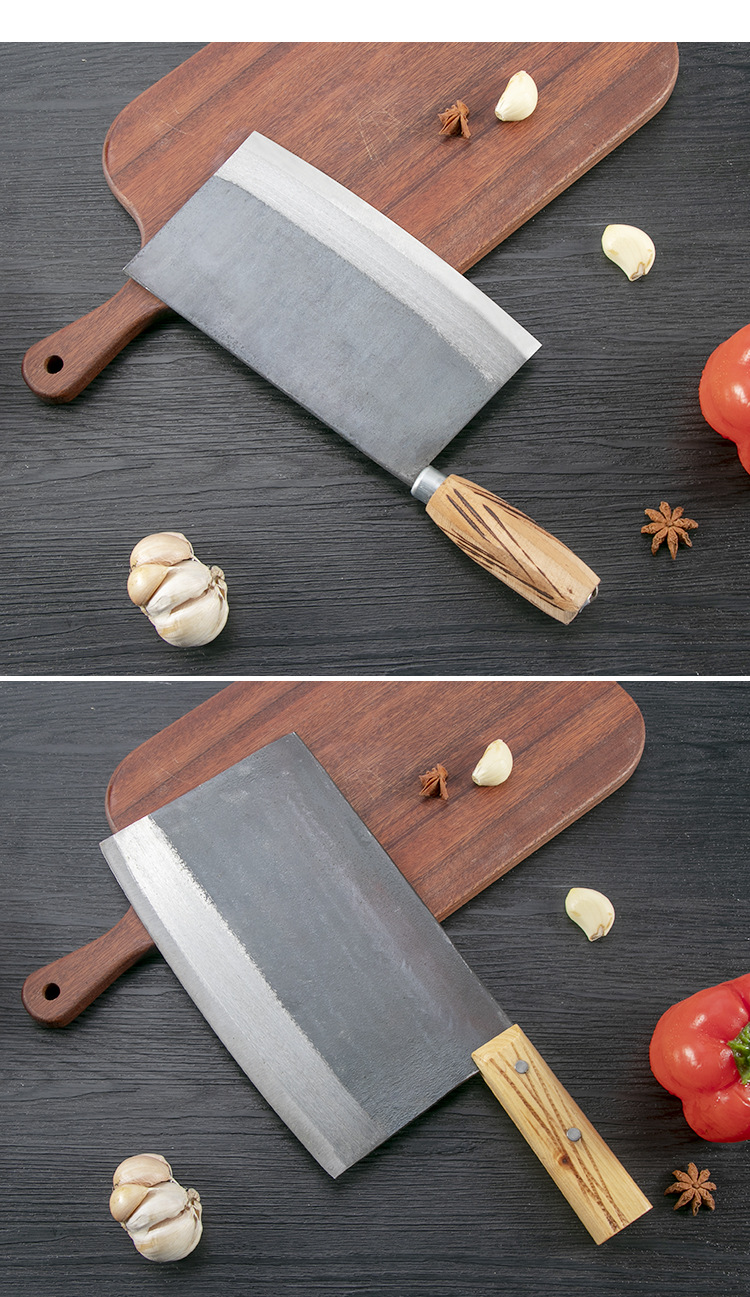 松益安钢菜刀家用厨师刀切菜刀切片刀锻打锰钢剁猪草刀锋利有点快