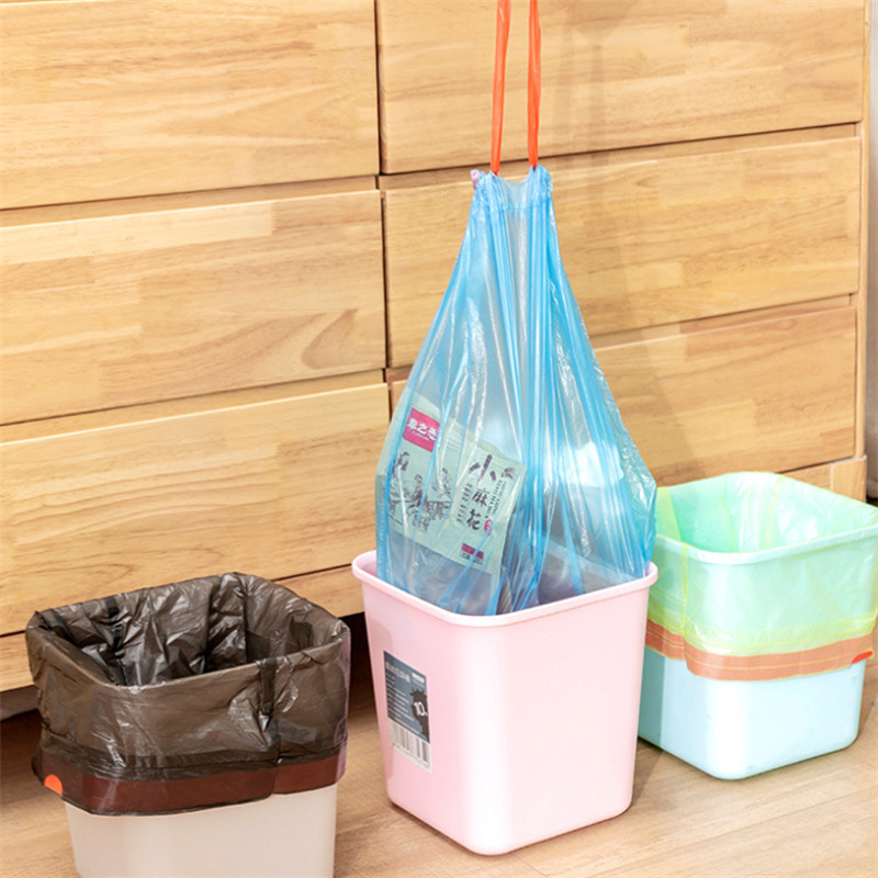 Colorful Thickened Disposable Garbage Bag Household Drawstring Plastic Bag Portable Automatic Loose Mouth 15 Pieces
