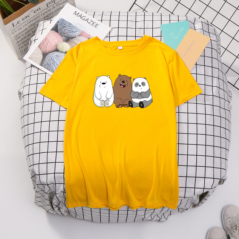 咱们裸熊动漫周边webarebears三只熊短袖t恤女休闲情侣半袖上衣服