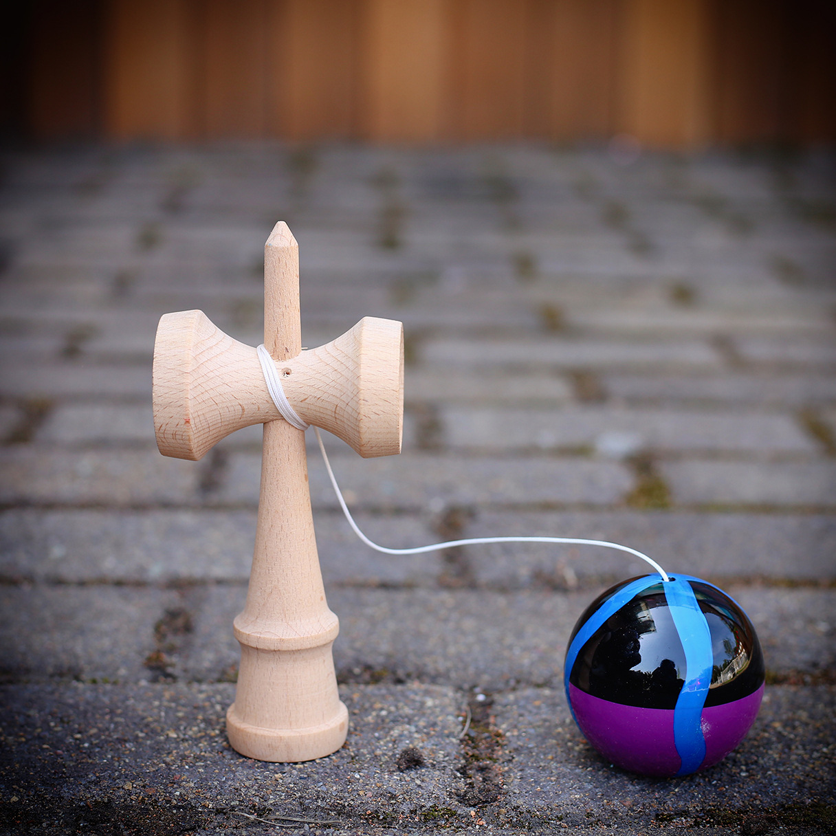 半色不规则条纹技巧球 木质 剑球 剑玉 kendama肯大妈