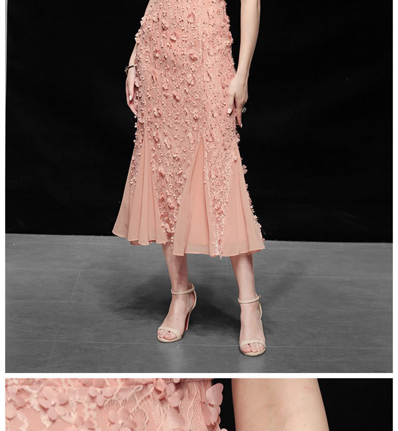夏装2020新款女装花朵长裙气质修身裙子显瘦中长款鱼尾连衣裙