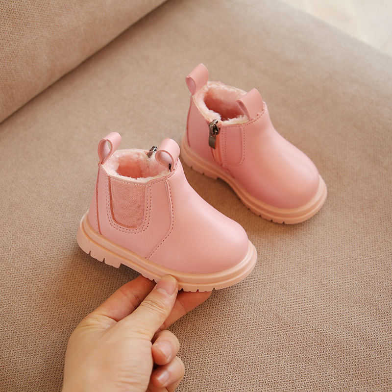 Winter Korean Style Baby Girl Fashion Short Boots Baby Fleece-lined Thickening Thermal Cotton Shoes 0-2 Years Old One Piece Dropshipping